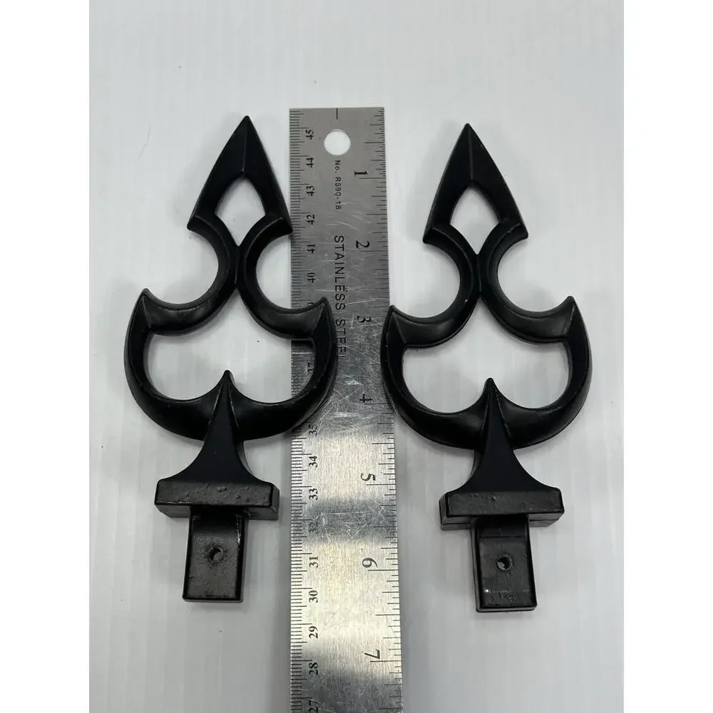 Vintage Gothic Victorian Style Curtain Rod End Black Wrought iron‎ Finials